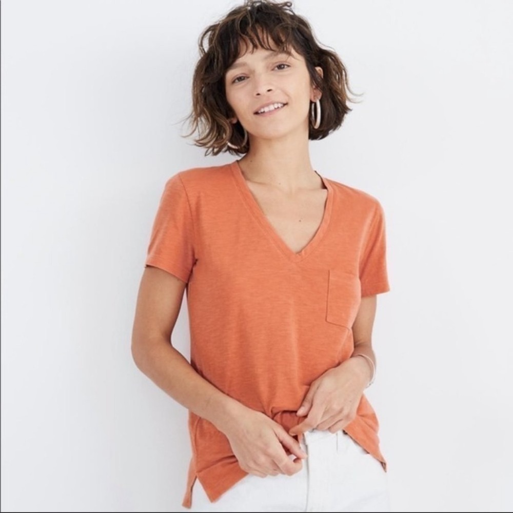 Madewell Whisper Cotton V-Neck Pocket Tee G9092 XS